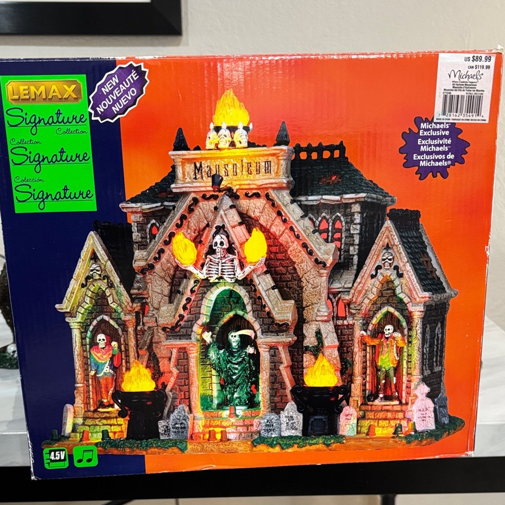 Lemax Signature Collection Haunted Mausoleum with Orange and Gray Accents